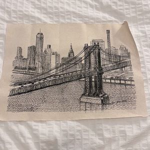 Drawing of the Brooklyn Bridge NY